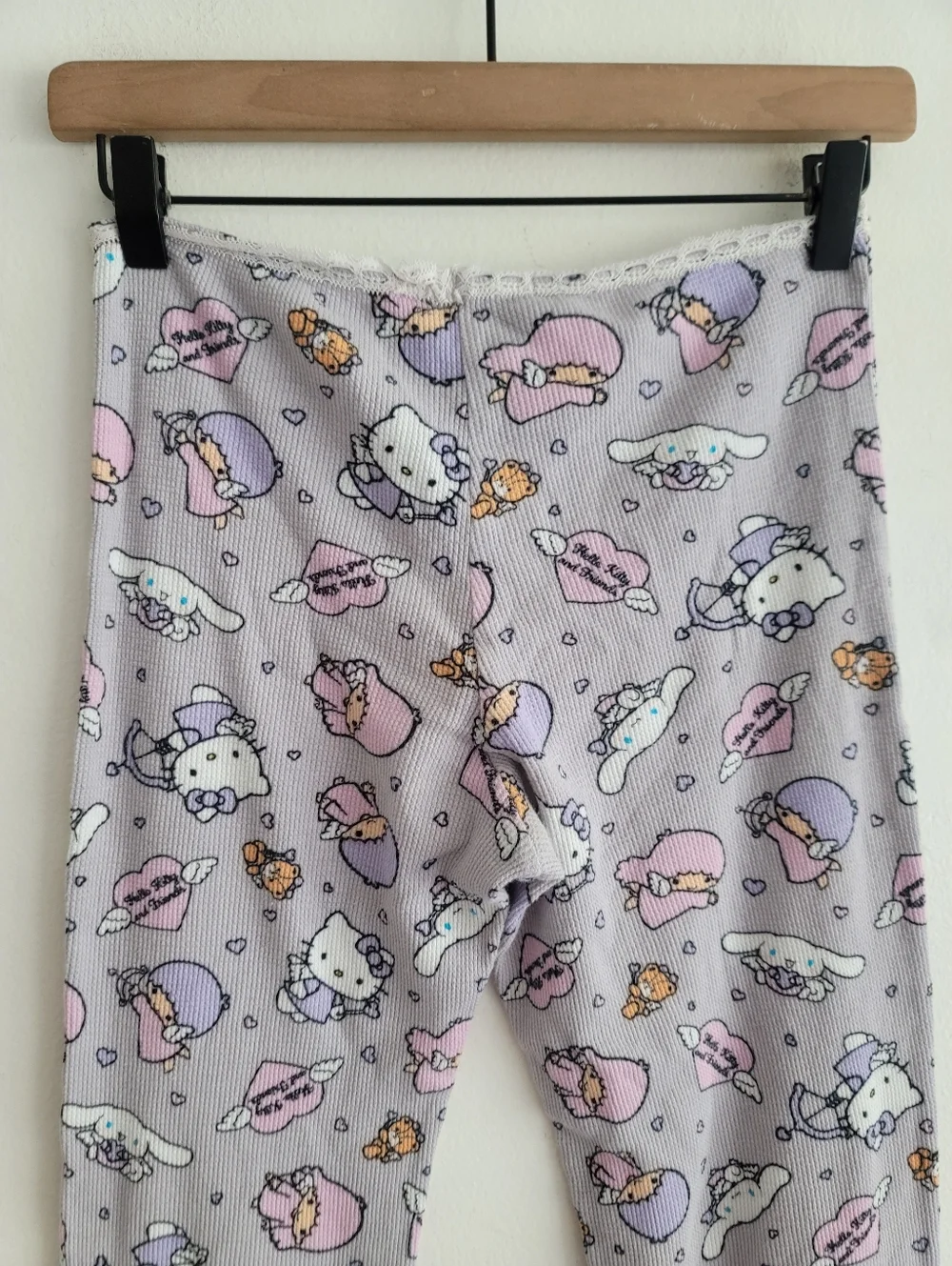Hello‎ Kitty and Friends Sanrio Forever 21 Waffle Knit Flared Pajama Pants Lace
